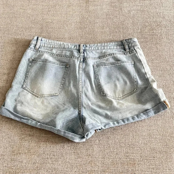 Pacsun Womens Blue High-Rise Hi-Waist Jeans Shorts Size 32 Ladies Roll-Up Denim - Picture 8 of 8